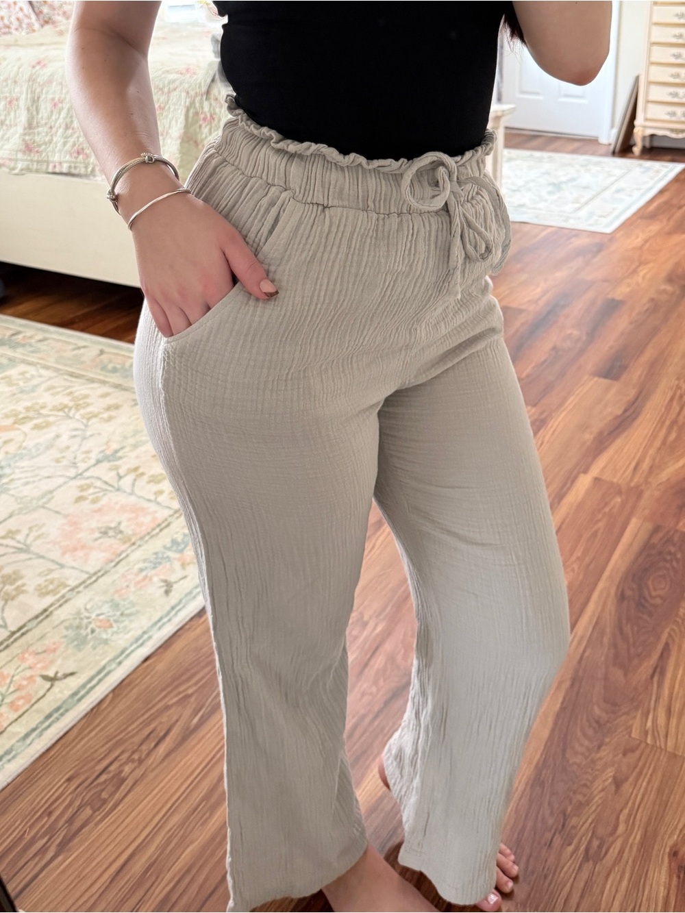 Wide-Leg Cotton Pants